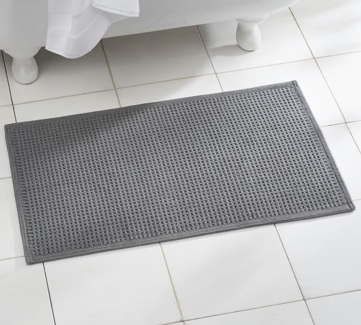 100% Cotton Bath Mat Rug Set Bathroom Shower Reversible Mats Floor Waffle  Weave