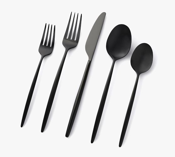 Matte Black Stainless Steel Cutlery Set, 32 Piece Silverware Set