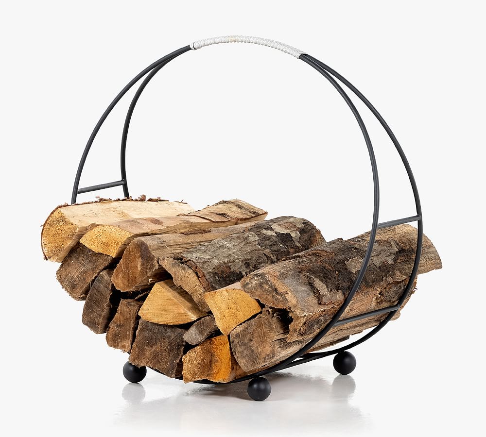 Round Charcoal Iron Log Holder Pottery Barn