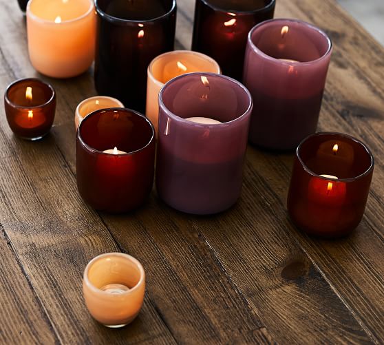 Modern Glass MultiColor Tealight Candleholders Set of 5 Pottery Barn