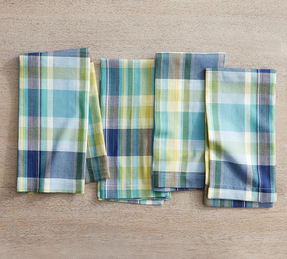 Madras Plaid Organic Cotton Napkins Set of 4 Pottery Barn