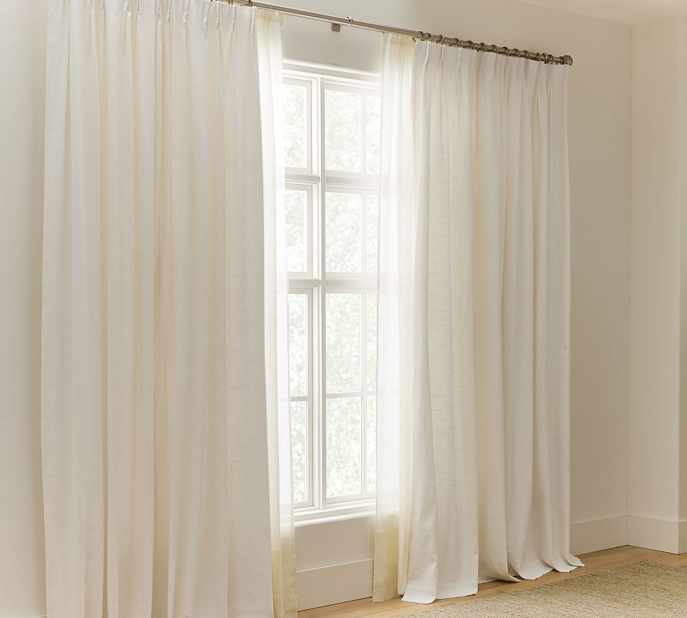 Emery Linen Pinch Pleat Blackout Curtain | Pottery Barn