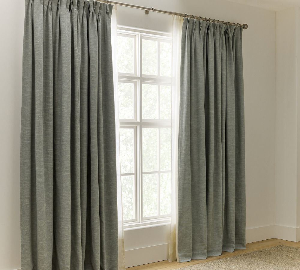 OPEN BOX: Emery Linen Pinch Pleat Blackout Curtain | Pottery Barn