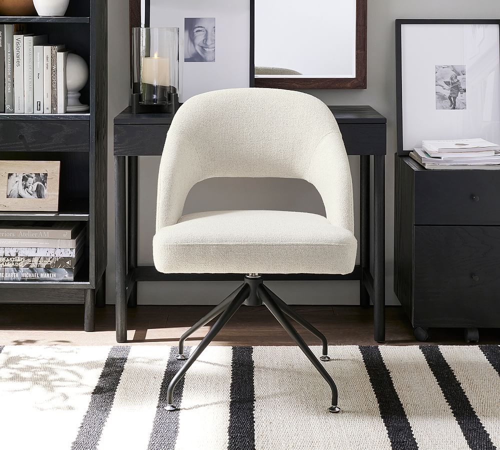 Hartley Upholstered Swivel Desk Chair Pottery Barn