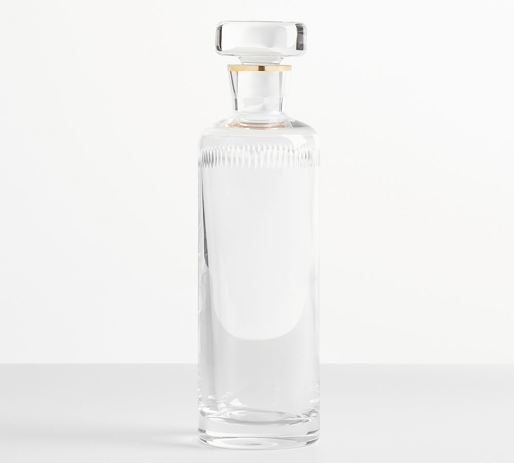 Etched Gold Rim Handcrafted Glass Liquor Decanter Pottery Barn