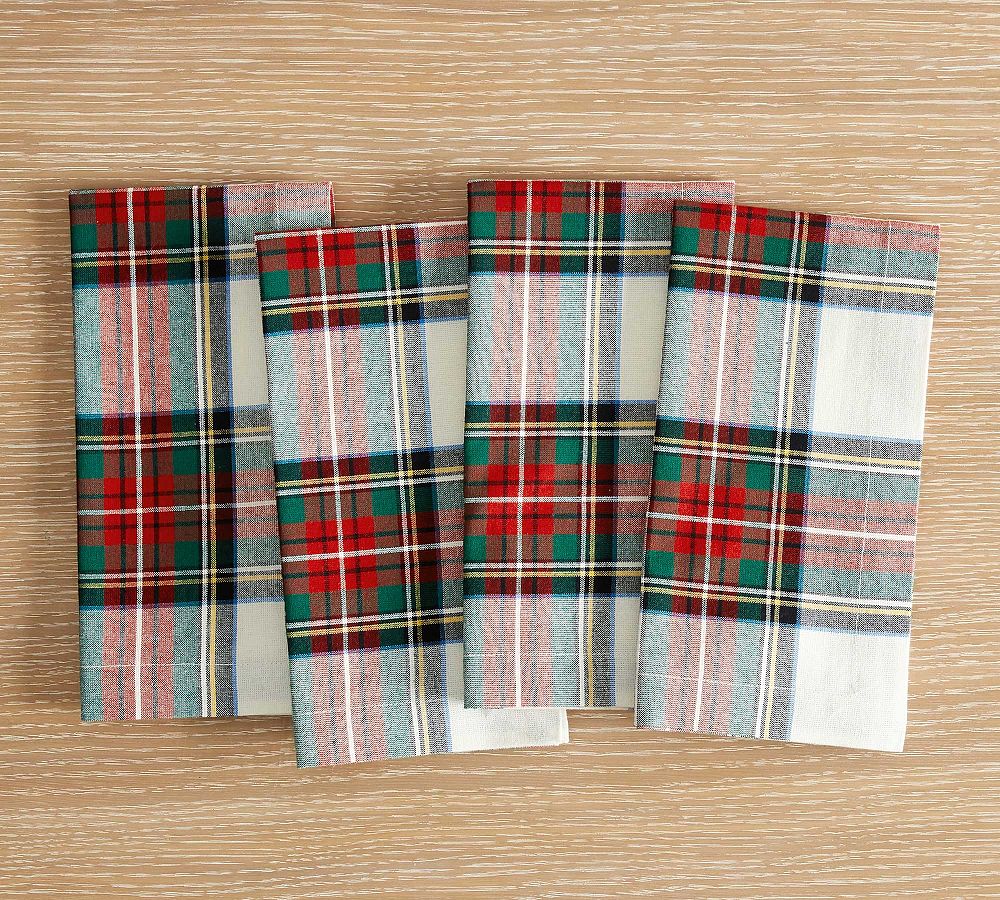 Pottery Barn NEW Stewart Plaid Kitchen Towels Set of 2 20 by 30