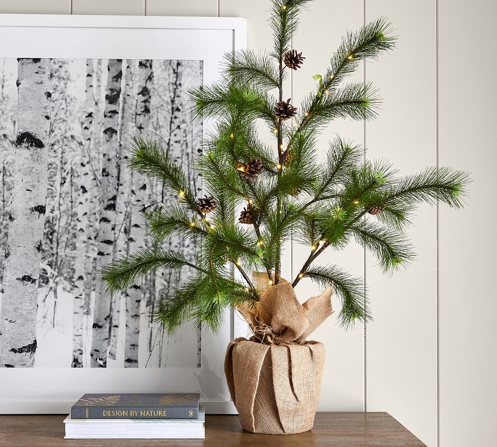 Lit Faux Potted Needle Pine Tree