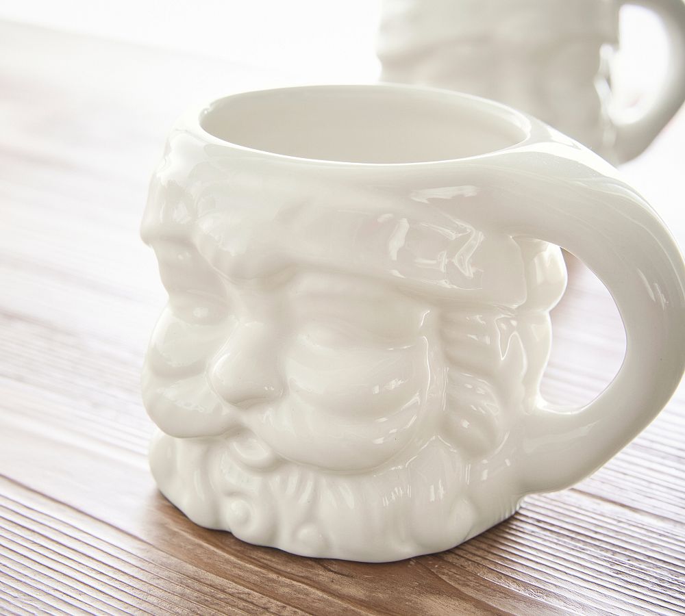 Santa Claus Mugs - White Glaze