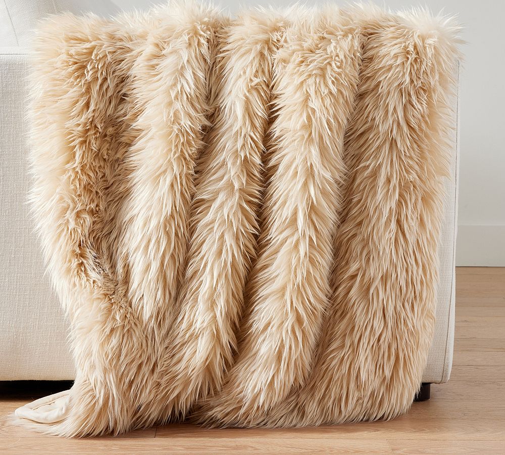 Luxe Faux Fur Throw | Pottery Barn