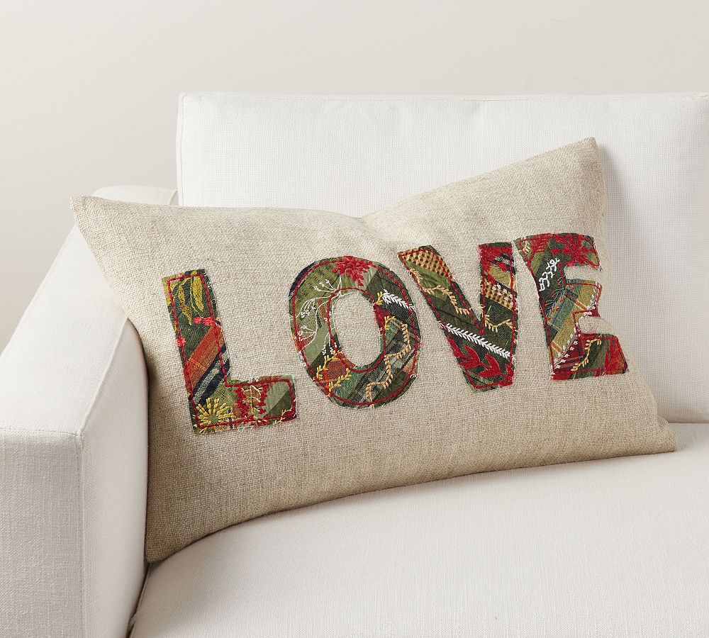 Love Patchwork Lumbar Pillow Pottery Barn