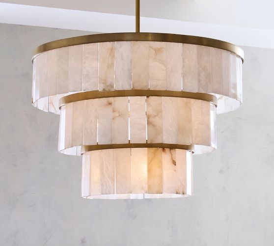 Windham Alabaster 3 Tier Chandelier | Pottery Barn