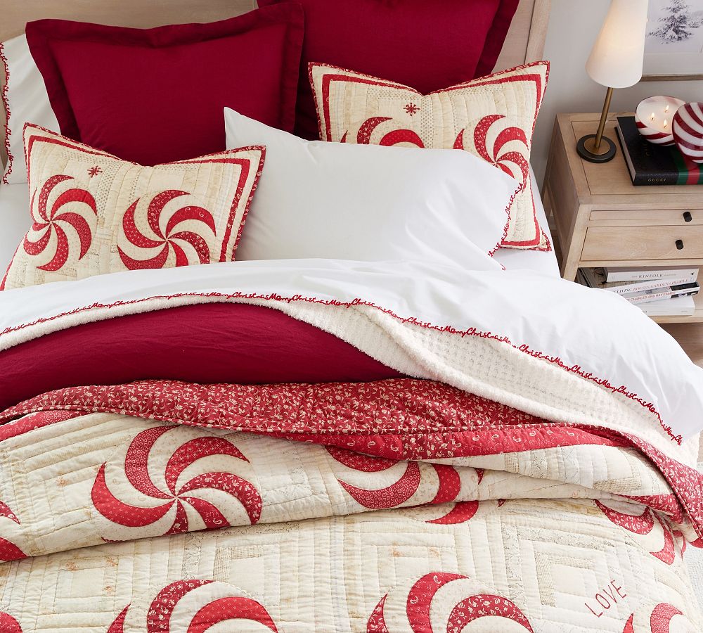 Peppermint Swirls Handcrafted Reversible Quilt & Shams Pottery Barn