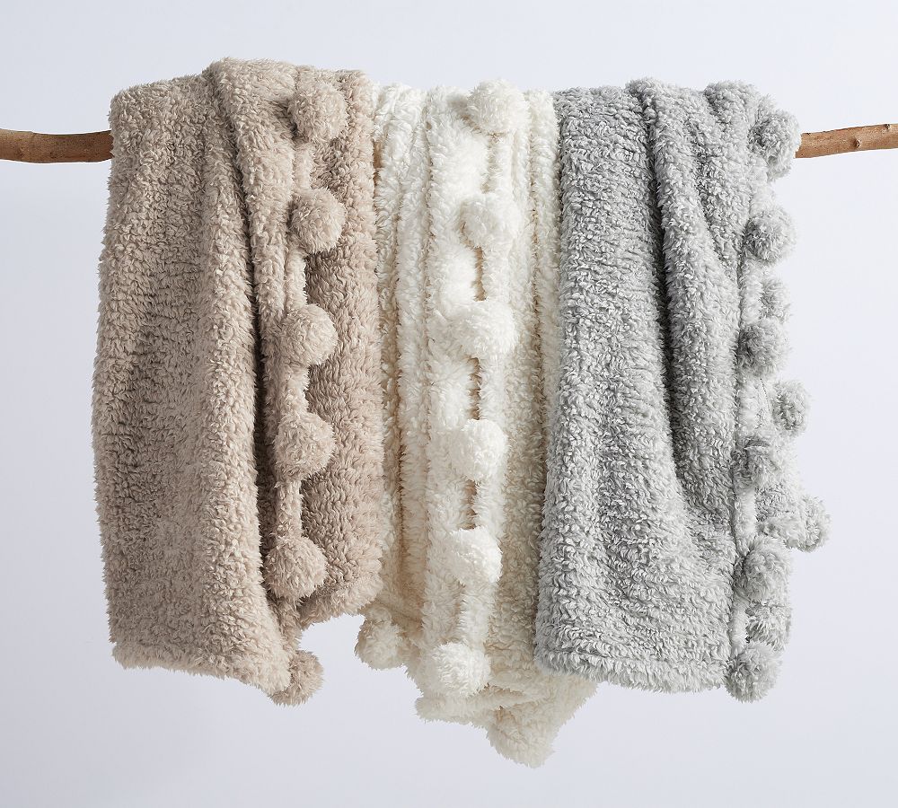 Cozy Pom Pom Sherpa Throw Pottery Barn