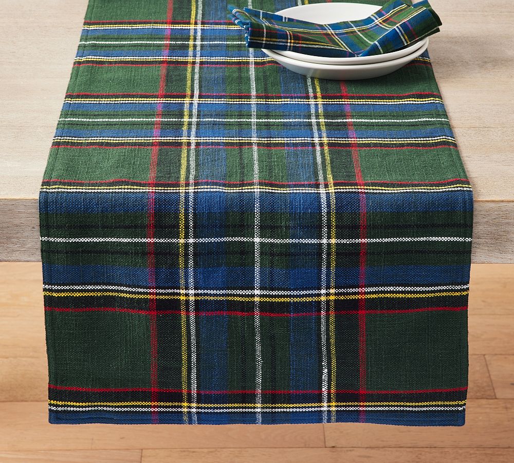 Stewart Plaid Cotton Table Runner Pottery Barn