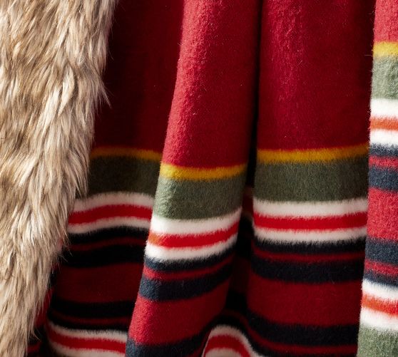 Pendleton® Yakima Faux Fur Back Stripe Throw | Pottery Barn