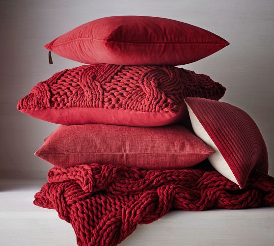 Set of 2 Handmade Decorative Pillows & Cushion Covers - Red Silk –  currypeepal