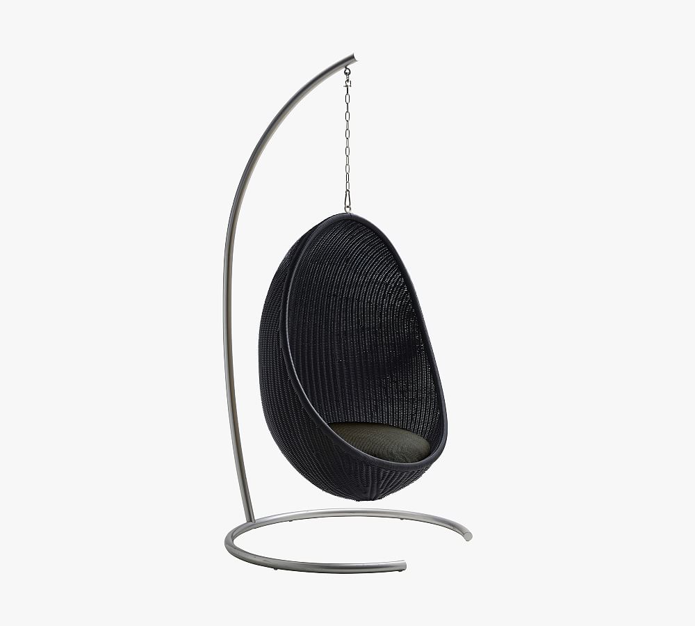 Nanna Ditzel Rattan Hanging Outdoor Egg Chair with Stand Pottery Barn
