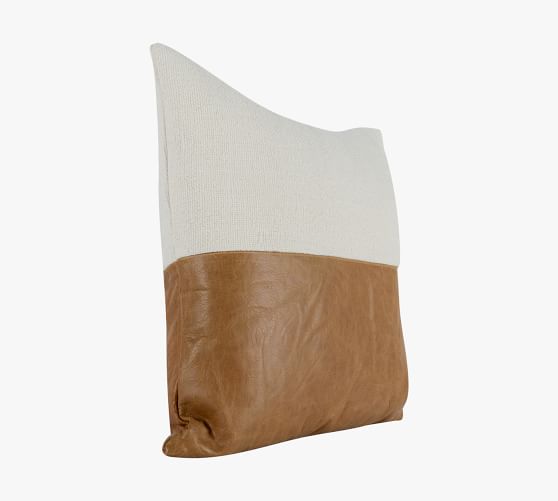 Aleta Leather & Linen Pillow Cover Pottery Barn