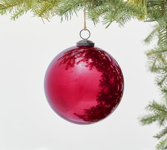 Oversized Red Mercury Glass Ball Ornament Pottery Barn 8130