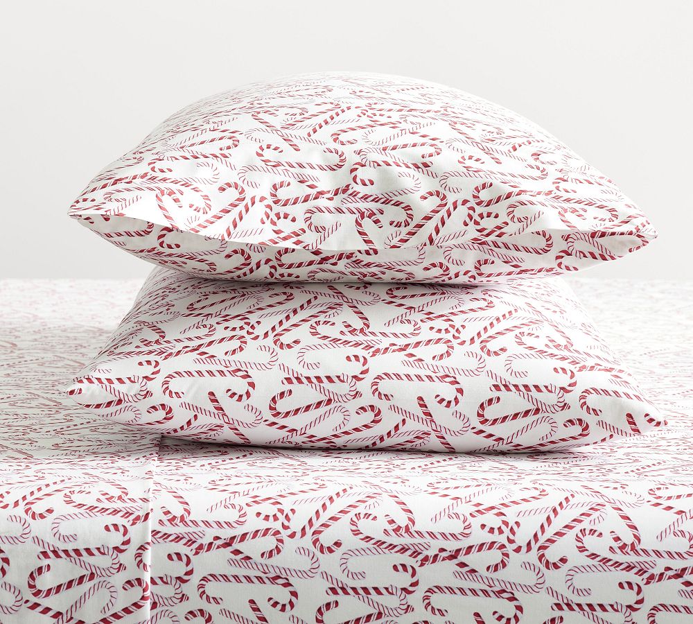 Candy Canes Percale Sheet Set | Pottery Barn