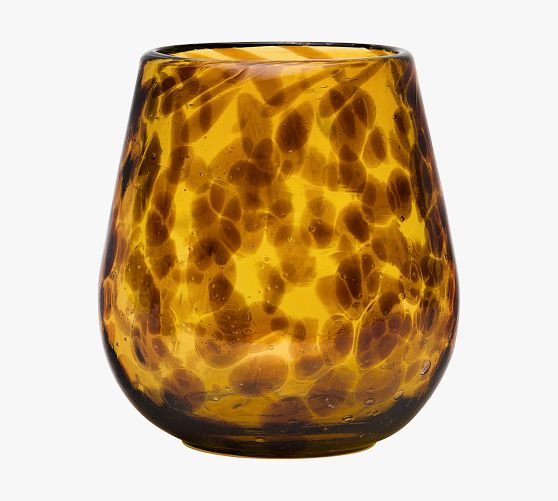 Gold Leopard Print Stemless Wine Glass
