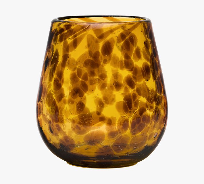 Tortoise Stemless Wine Glasses, Set of 6