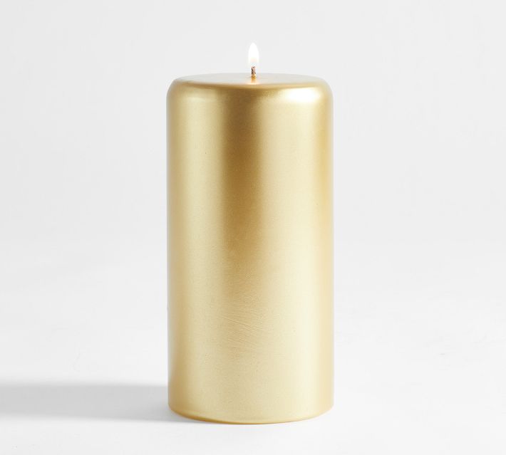 Modern Curved Gold Wax Pillar Candle