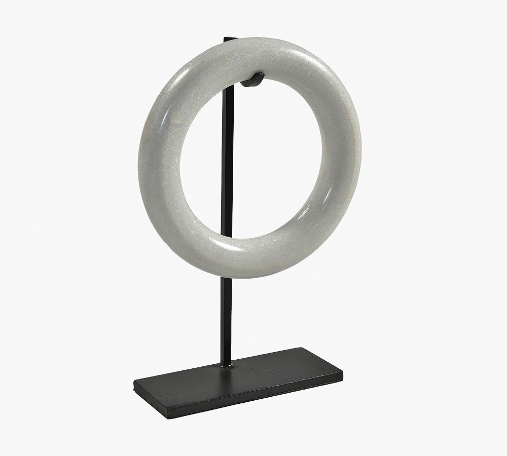 White Marble Sculpture on Iron Stand
