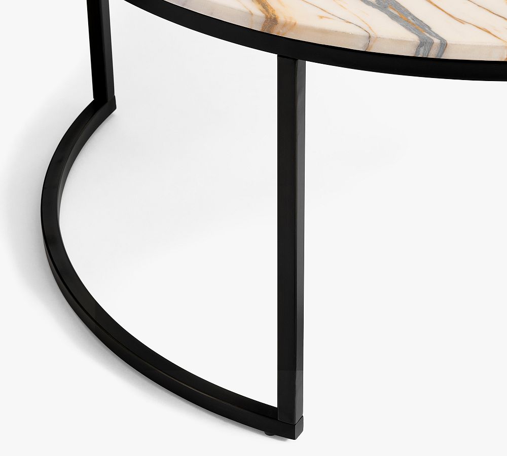 Delaney Round Calacatta Marble Nesting Coffee Tables Pottery Barn