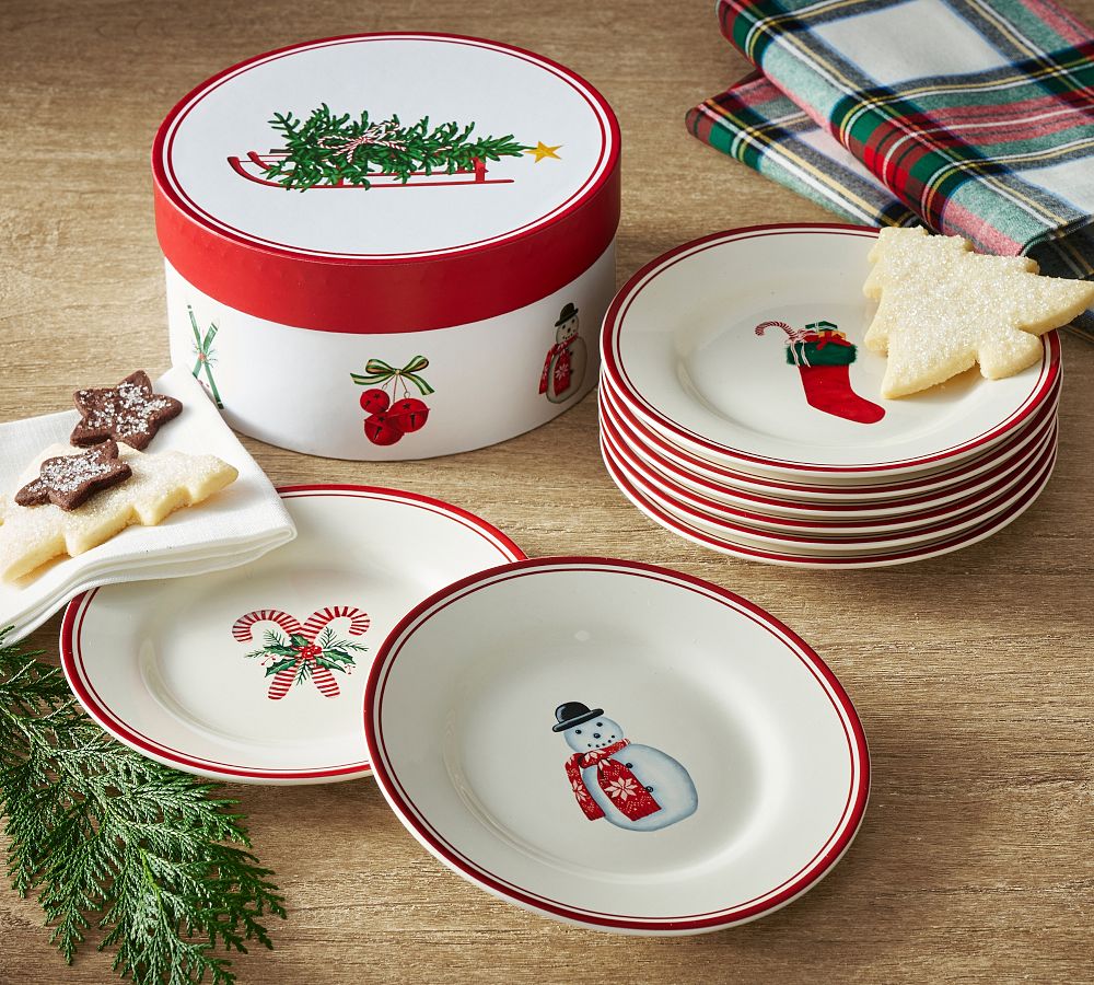 Holiday Classics Mixed Appetizer Plates - Set of 8