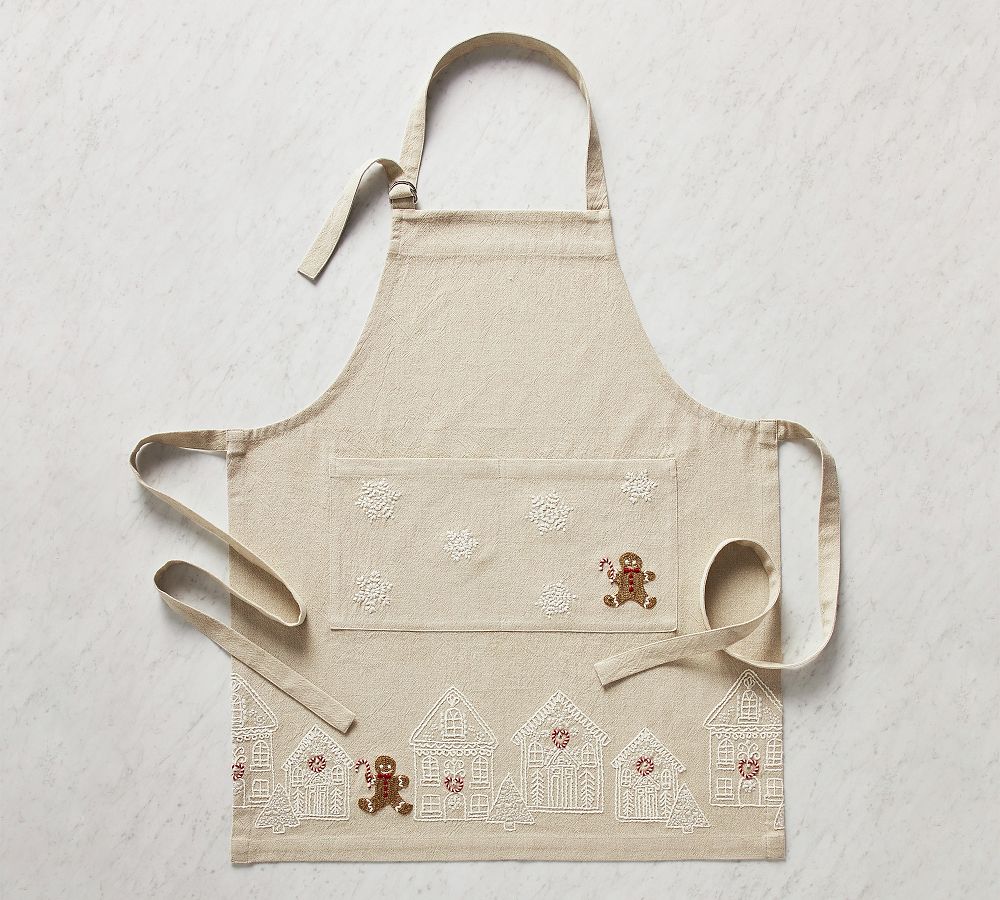 Gingerbread Village Embroidered Adult Apron Pottery Barn