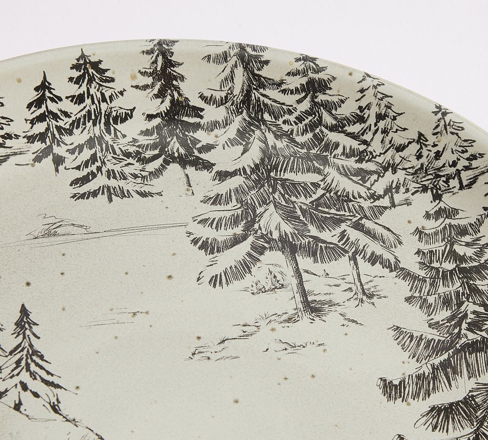 Round Hand-Painted Stoneware Plate – Rustic Barn CT