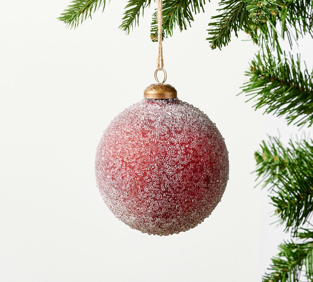 Frosted Pinecone Sphere Ornament