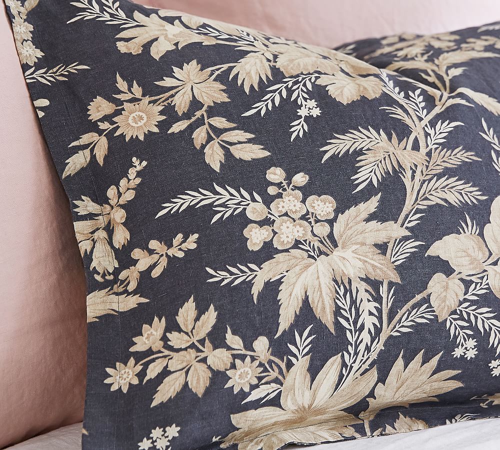Augustine Floral Belgian Flax Linen Duvet Cover & Shams Pottery Barn