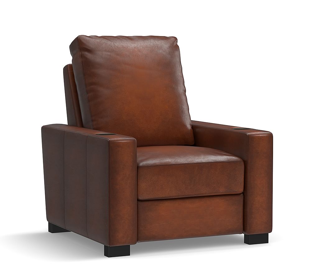 Turner Square Leather Home Theater Chairs Single Chair Pottery Barn