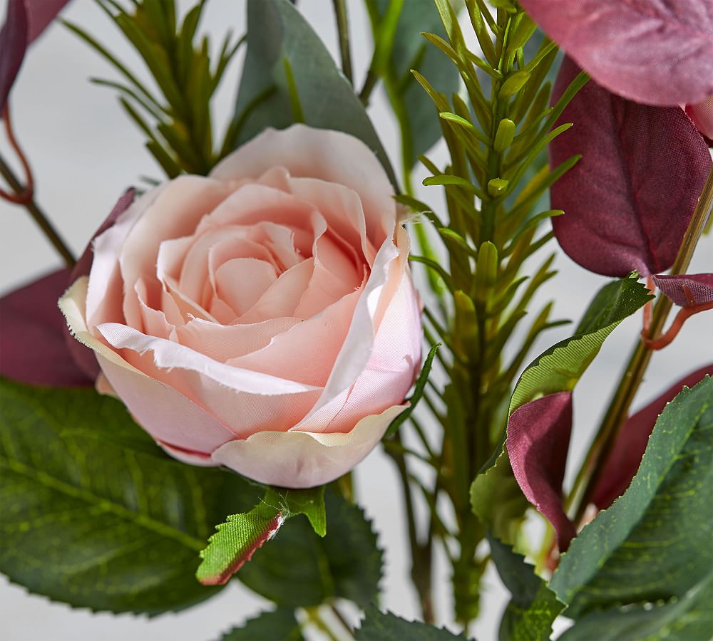 Faux Rose & Thistle Bouquet Artificial Flowers Pottery Barn