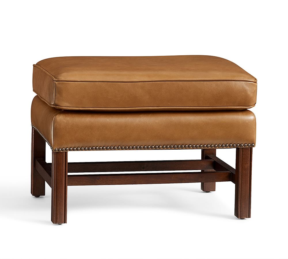 Thatcher Leather Ottoman Pottery Barn