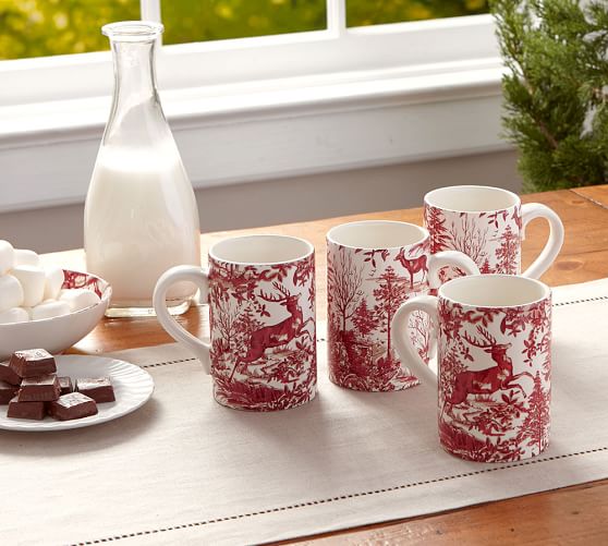 Alpine Toile Coffee Mug Set of 4 Pottery Barn