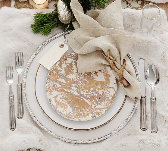 Alpine Toile Salad Plate, Set of 4 - Gold | Pottery Barn