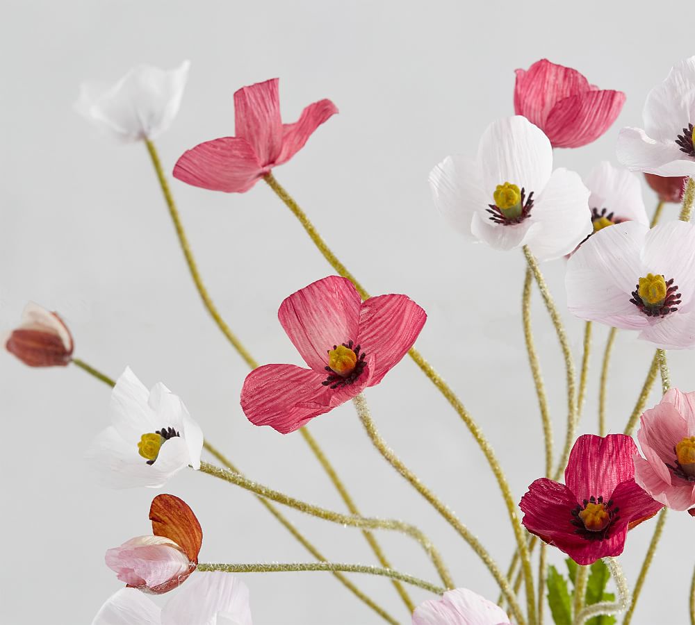 Faux Pink Poppy Bouquet | Pottery Barn