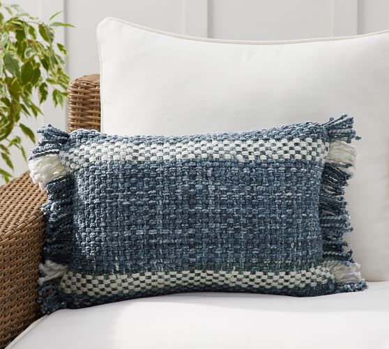 Coastal Horizon Blue Outdoor Throw Pillow Set