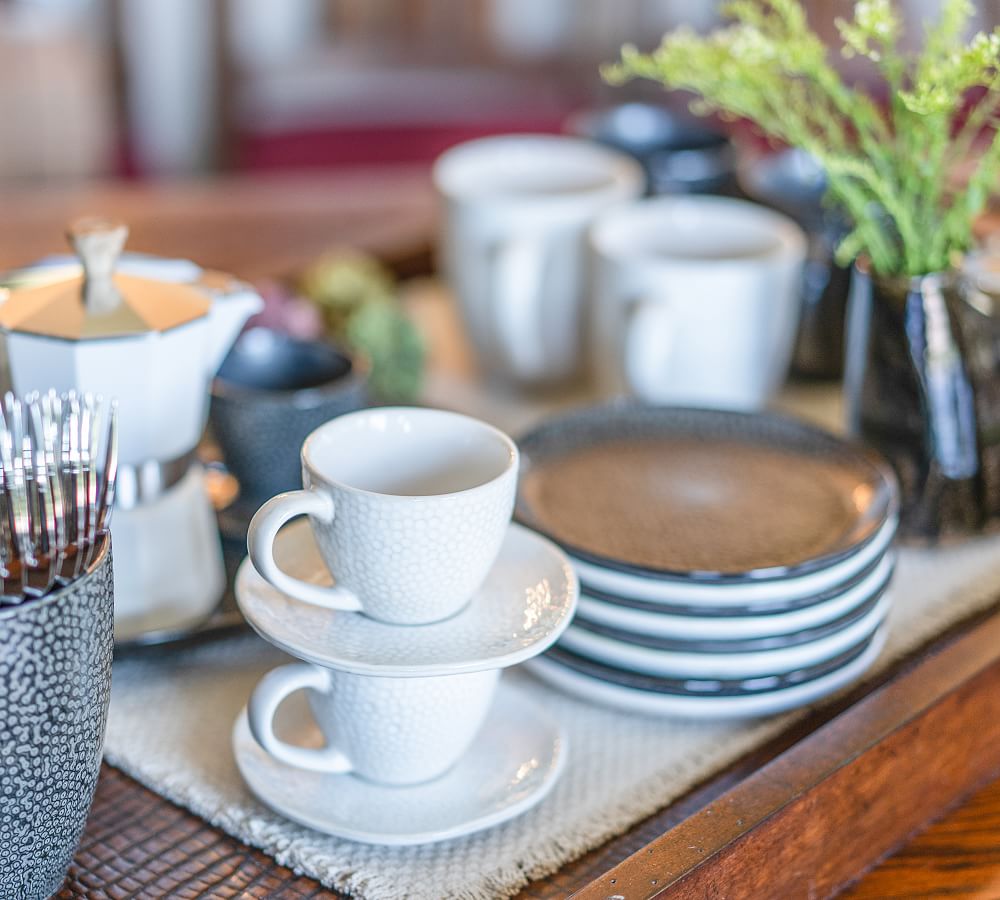 Emma's Porcelain Espresso Cups with Saucers, Ceramic