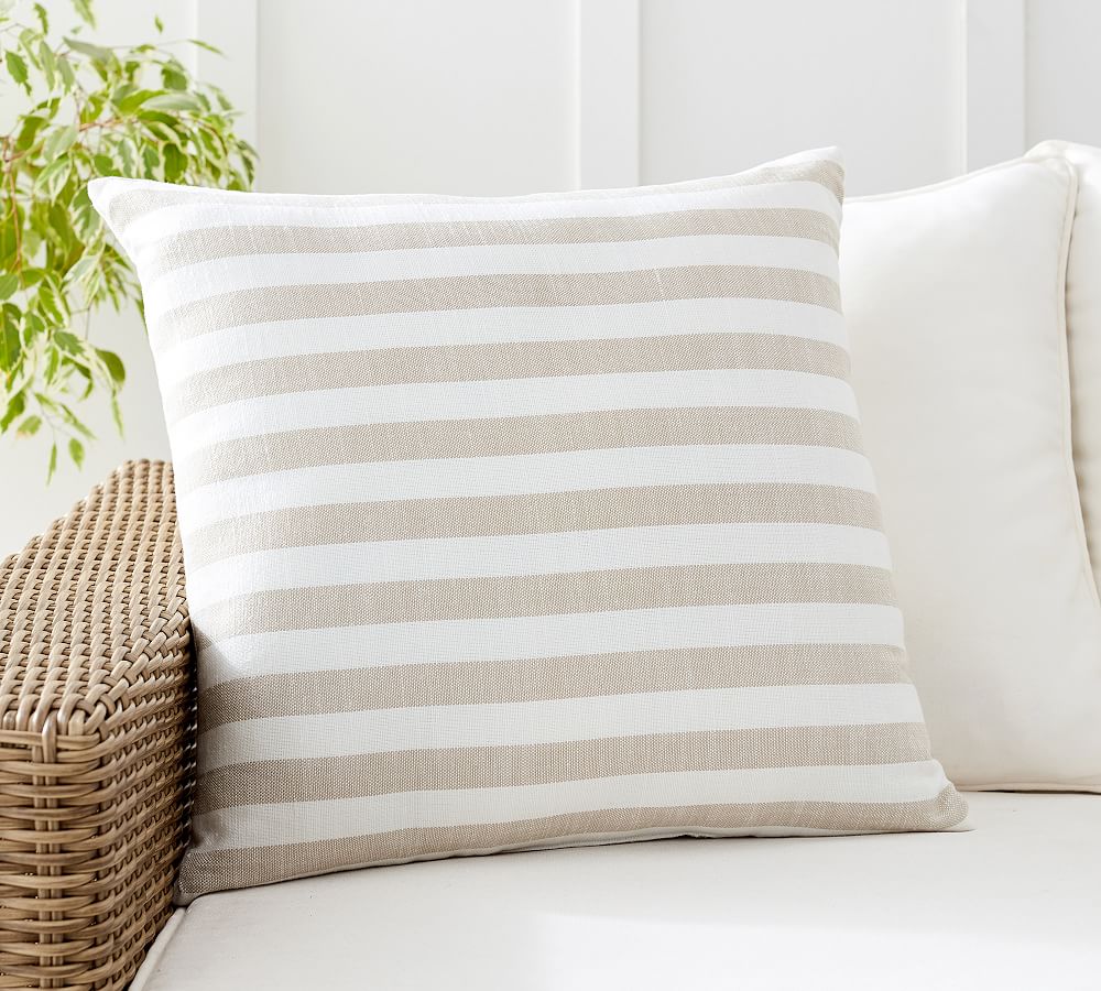 La Jolla Outdoor Striped Water Resistant Square Throw Pillows