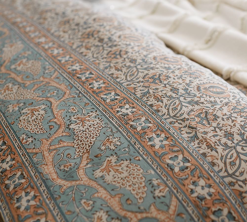 Multi Selena Kalamkari Cotton Patterned Duvet Cover & Sham Pottery Barn