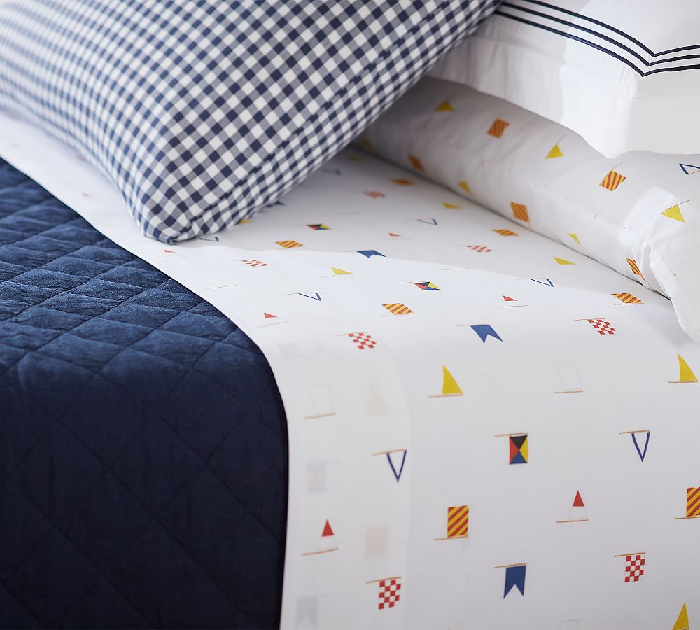 Flag Print Organic Percale Sheet Set