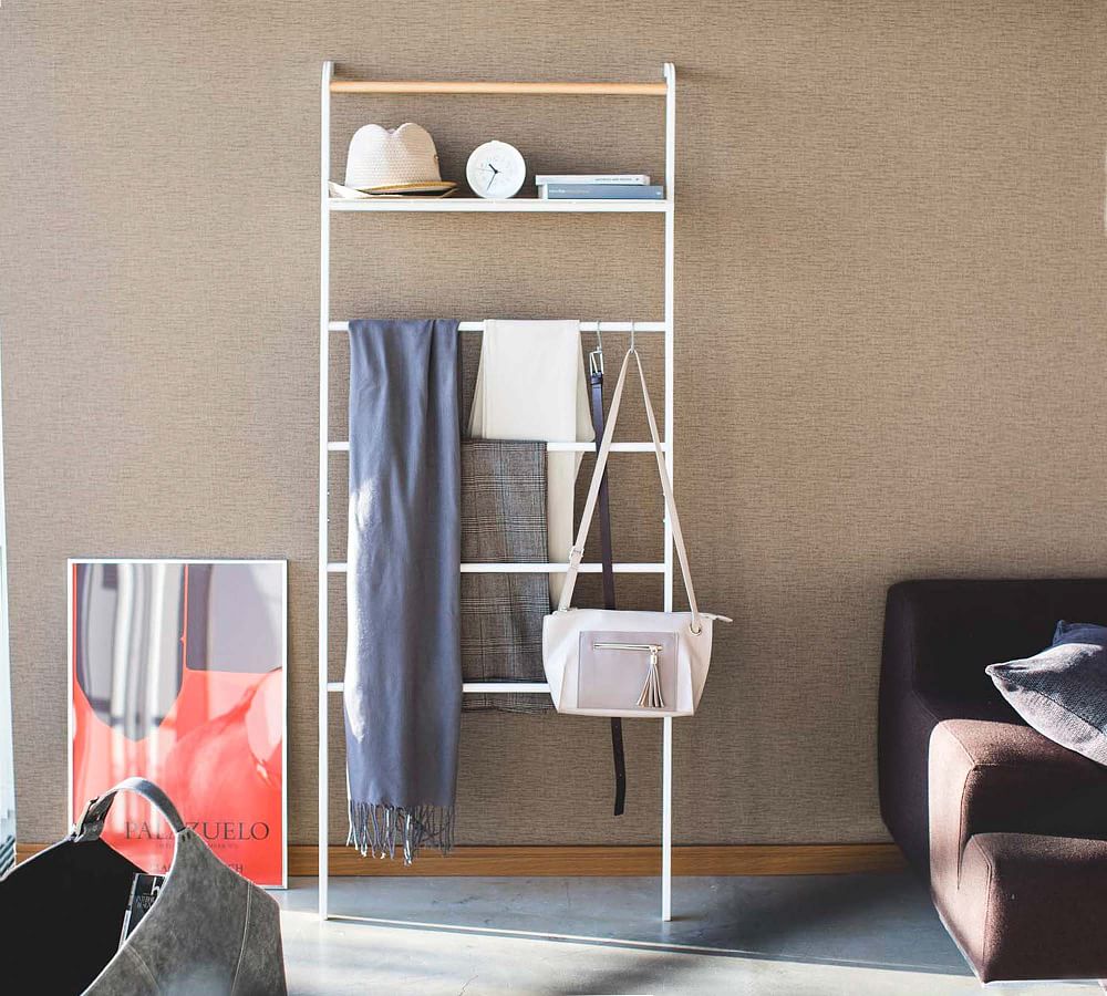 Yamazaki Steel Leaning Ladder Rack with Shelf Pottery Barn