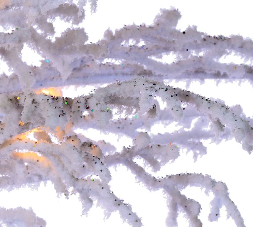 PreLit Flocked White Twig Artificial Christmas Trees Pottery Barn