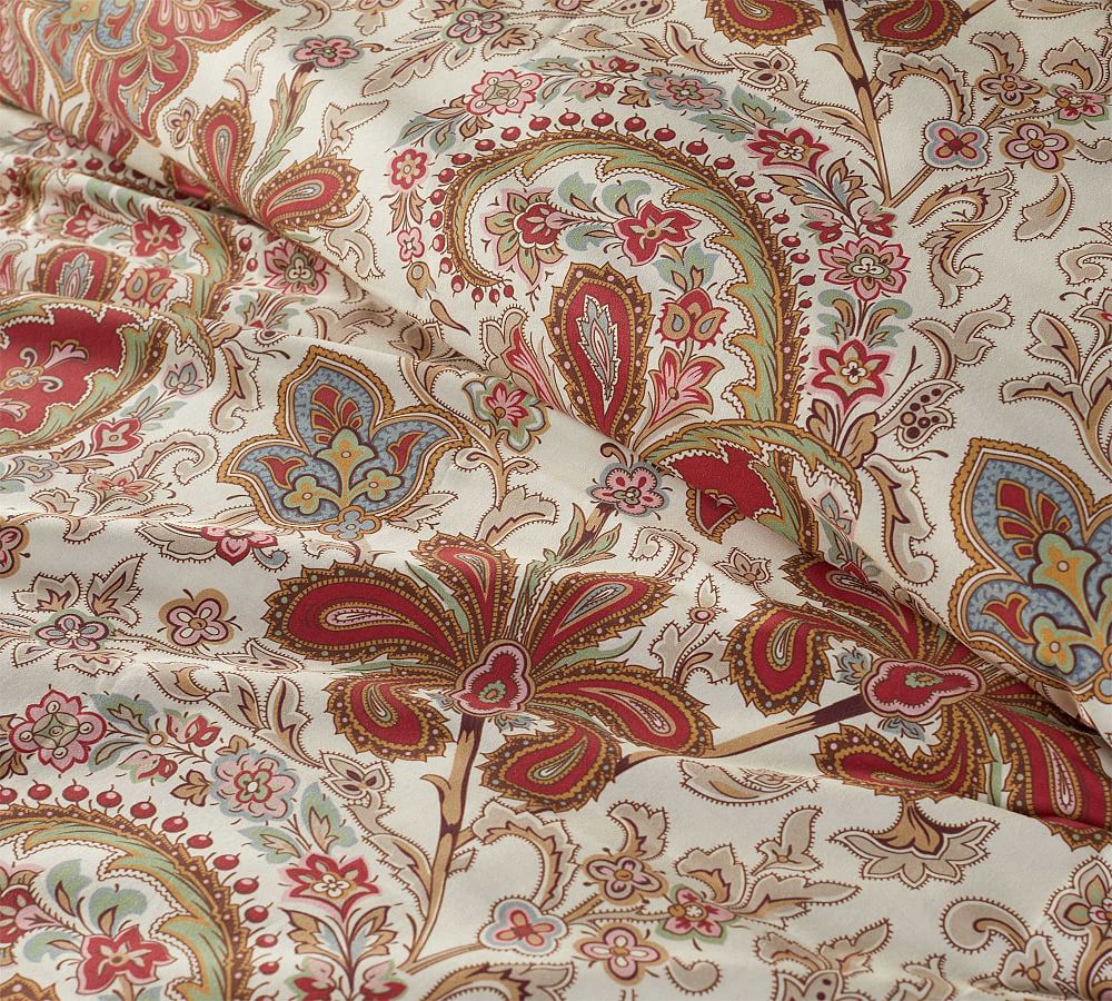 Charlie Paisley Organic Patterned Duvet Cover - Red | Pottery Barn