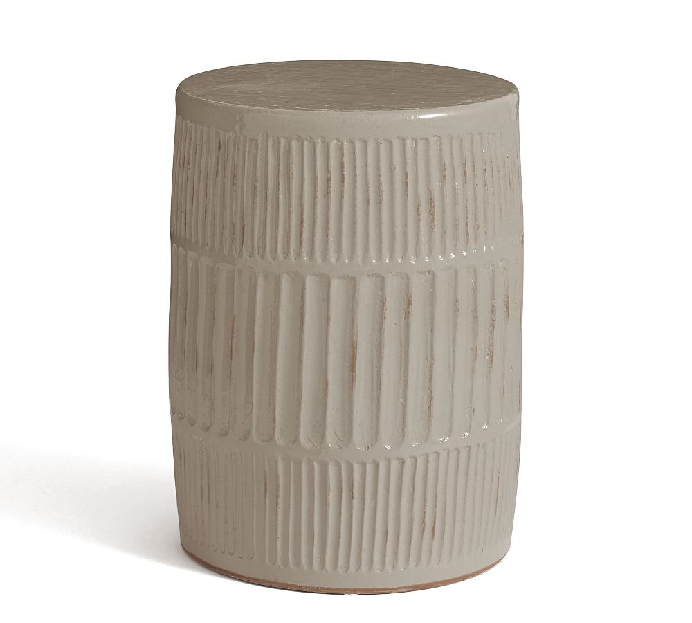 Fluted Ceramic Outdoor Accent Drum | Pottery Barn