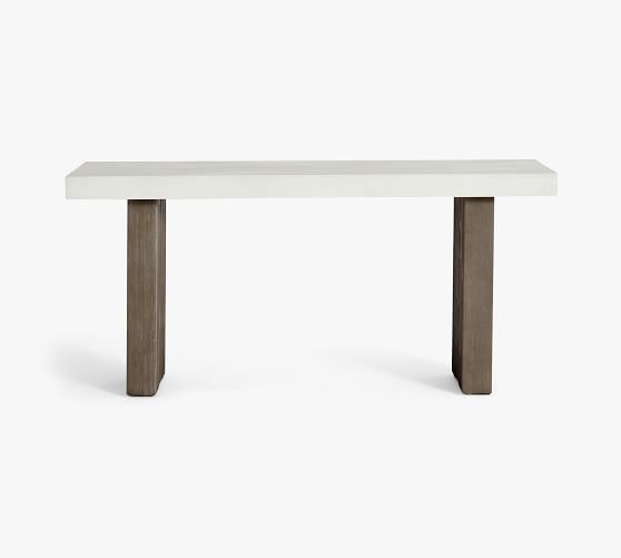 Pomona 65" Concrete & Acacia Outdoor Console Table Pottery Barn